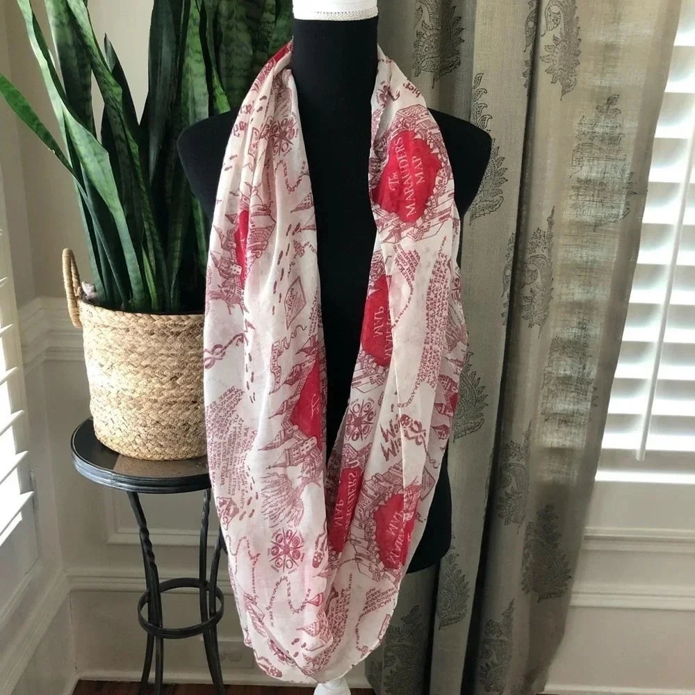 Harry Potter The Marauders Map Infinity Loop Scarf Mischief Managed Universal OS - Picture 2 of 4